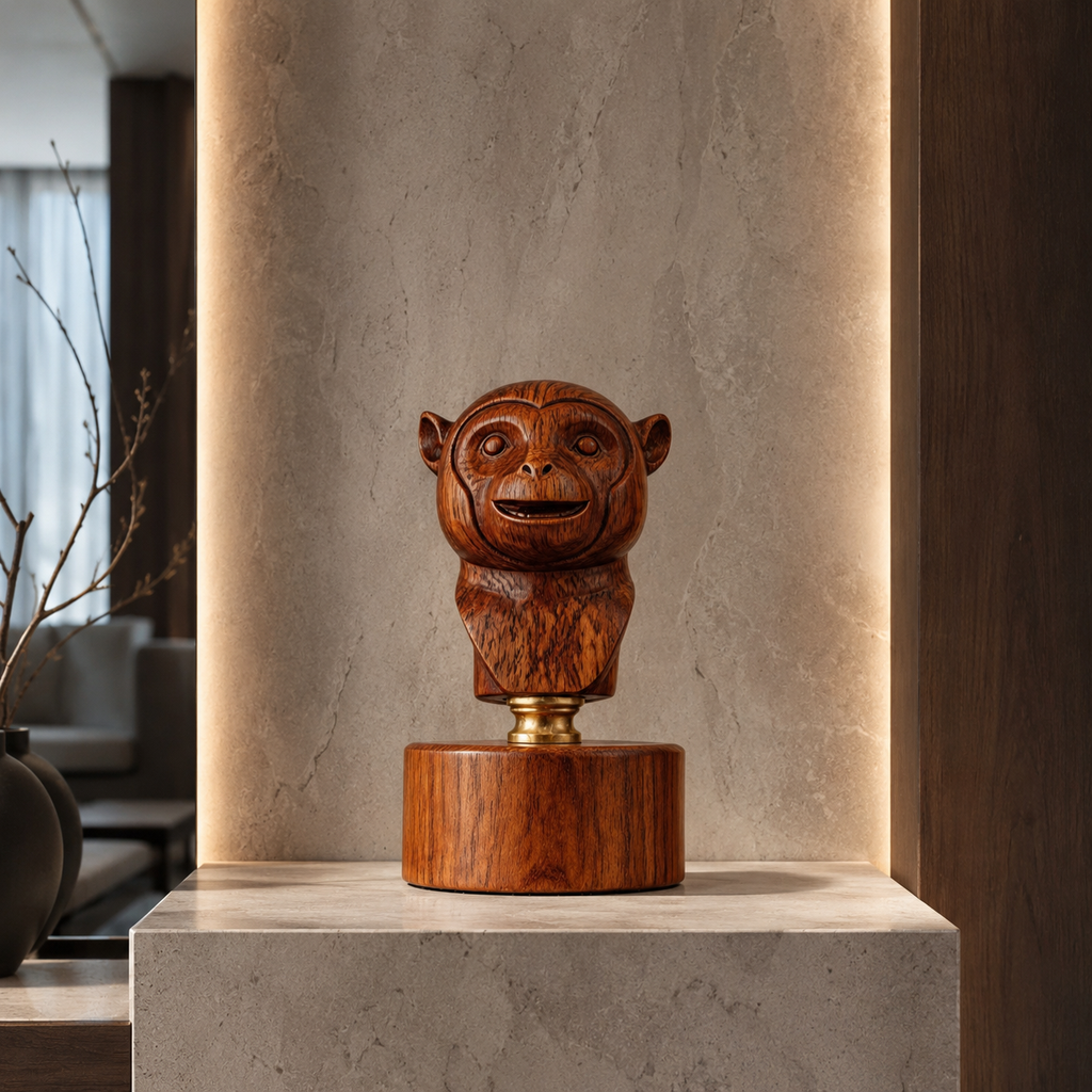 ARBYNART Carved Monkey Bust Sculpture