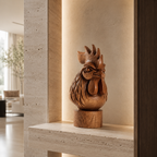 ARBYNART Carved Rooster Wood Sculpture