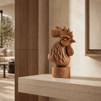ARBYNART Carved Rooster Wood Sculpture