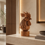ARBYNART Carved Rooster Wood Sculpture