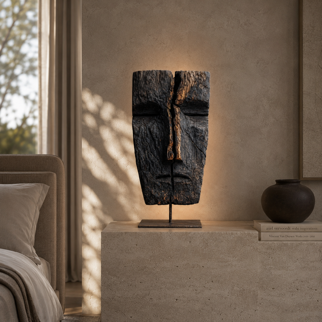 ARBYNART Charred Totem Face Sculpture