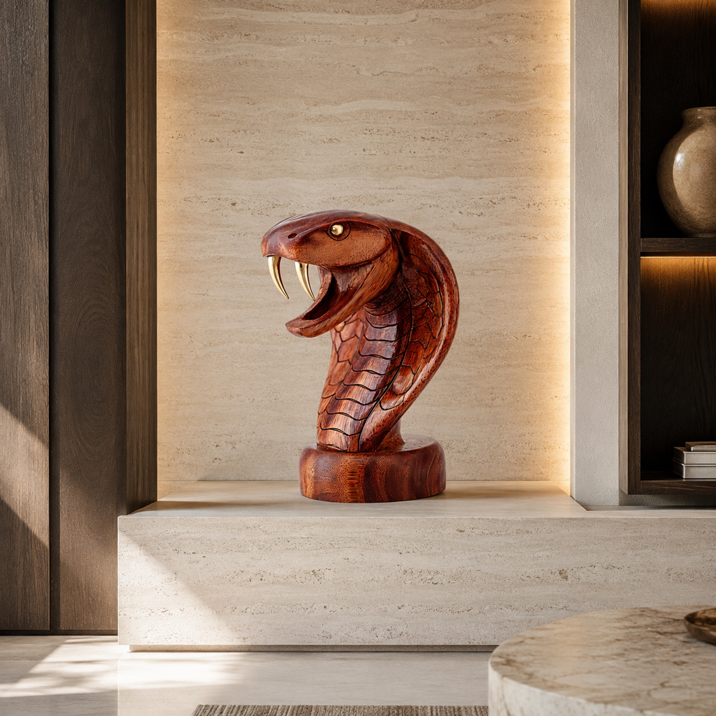 ARBYNART Cobra Head Wood Sculpture