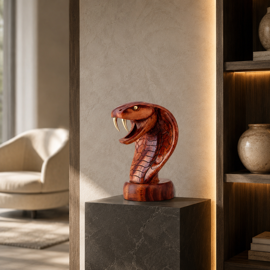ARBYNART Cobra Head Wood Sculpture