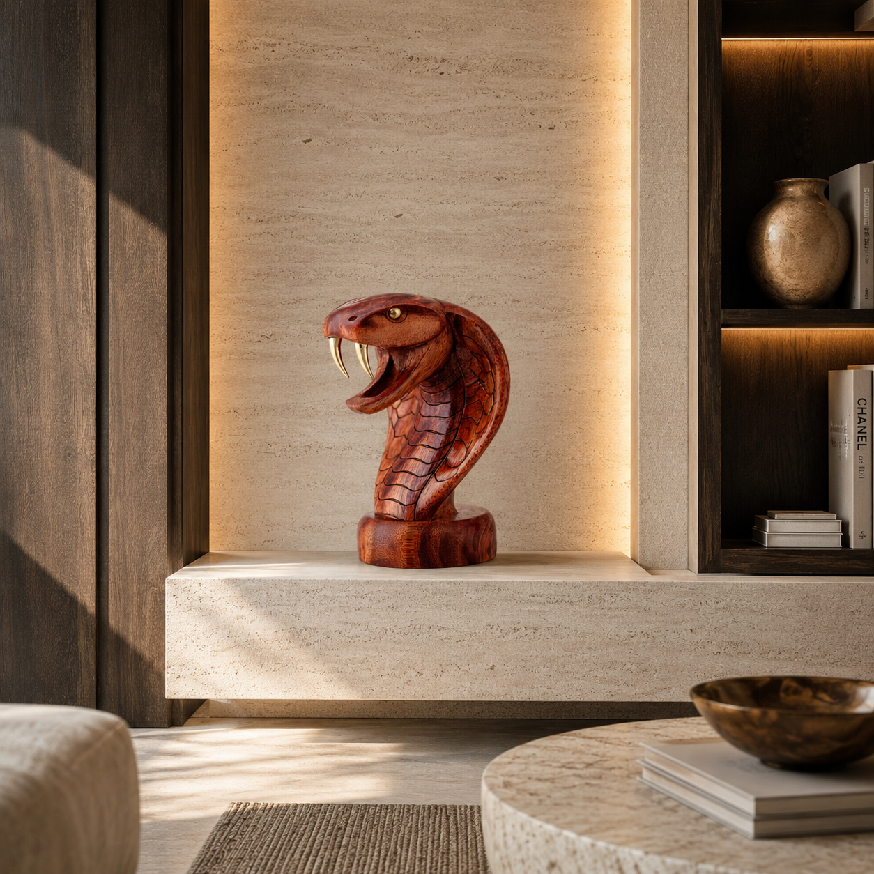 ARBYNART Cobra Head Wood Sculpture