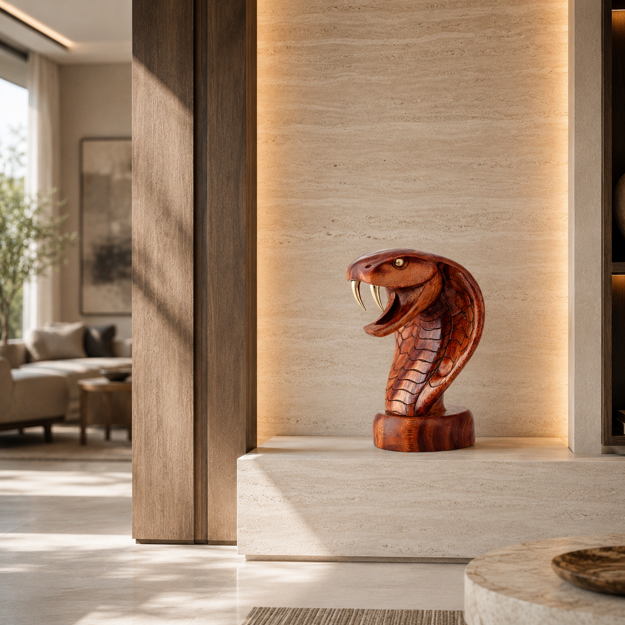 ARBYNART Cobra Head Wood Sculpture