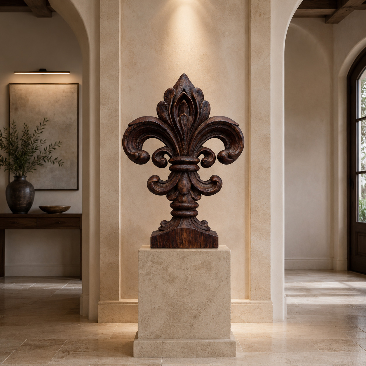 ARBYNART Fleur-de-Lis Wood Sculpture