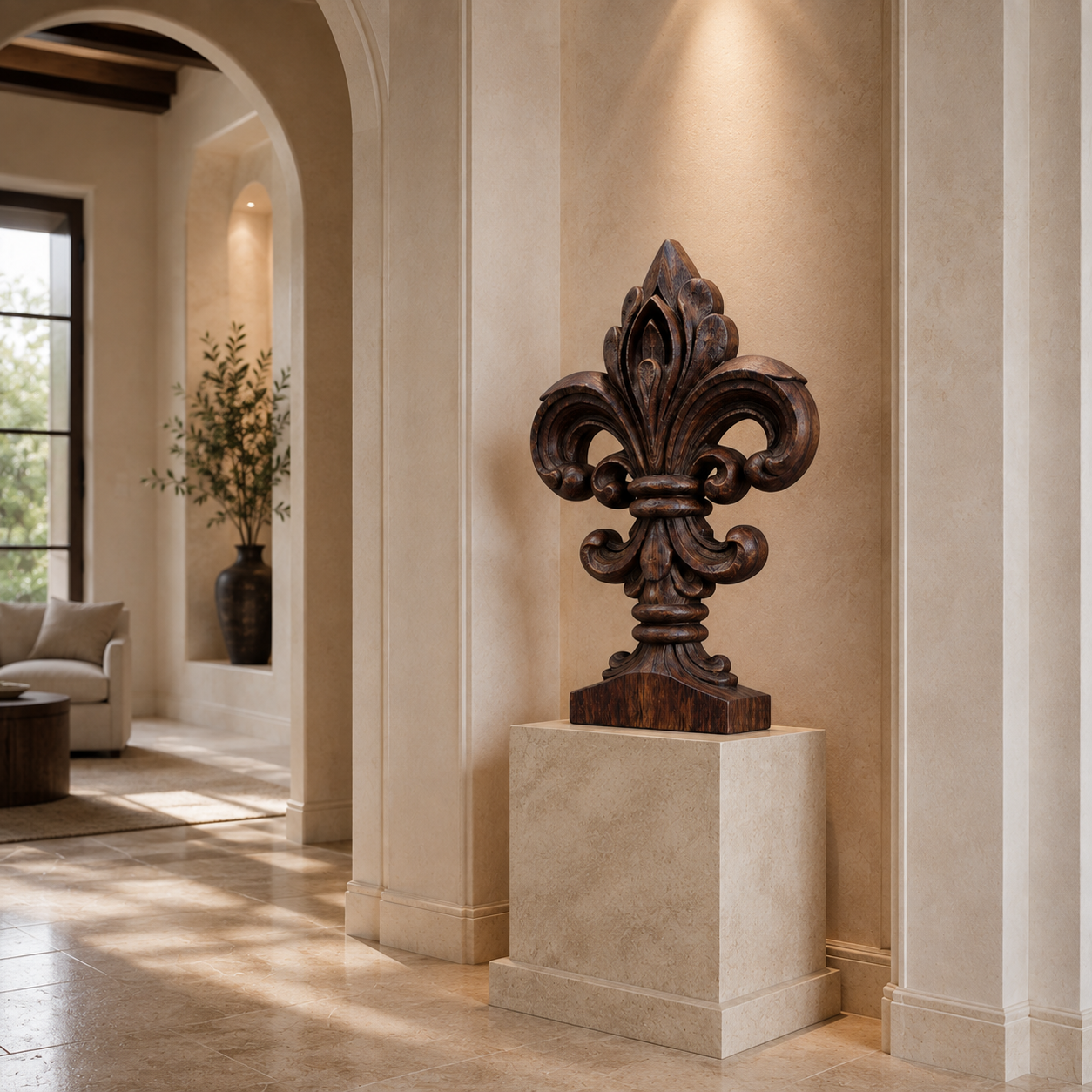 ARBYNART Fleur-de-Lis Wood Sculpture