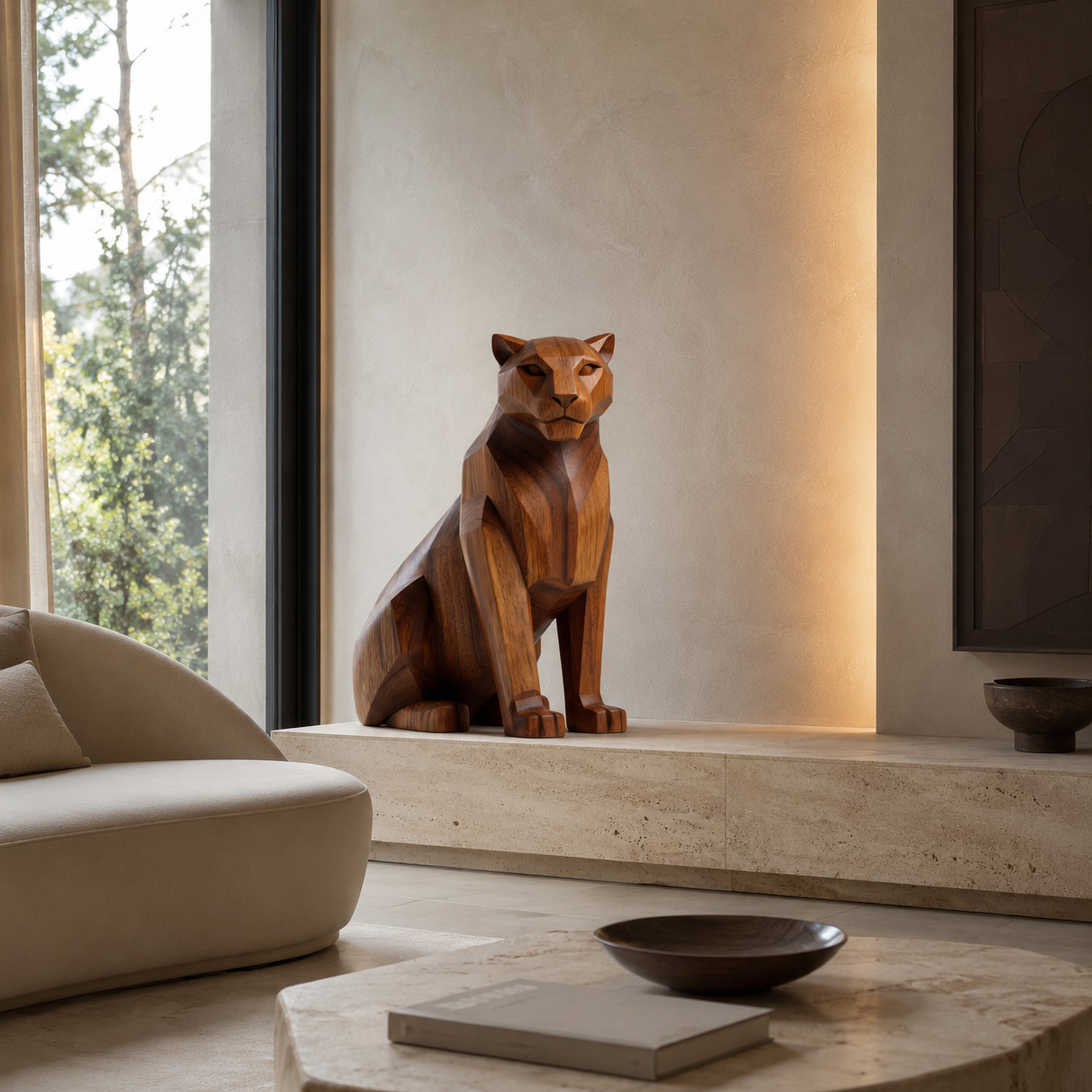 ARBYNART Geometric Mountain Lion Sculpture