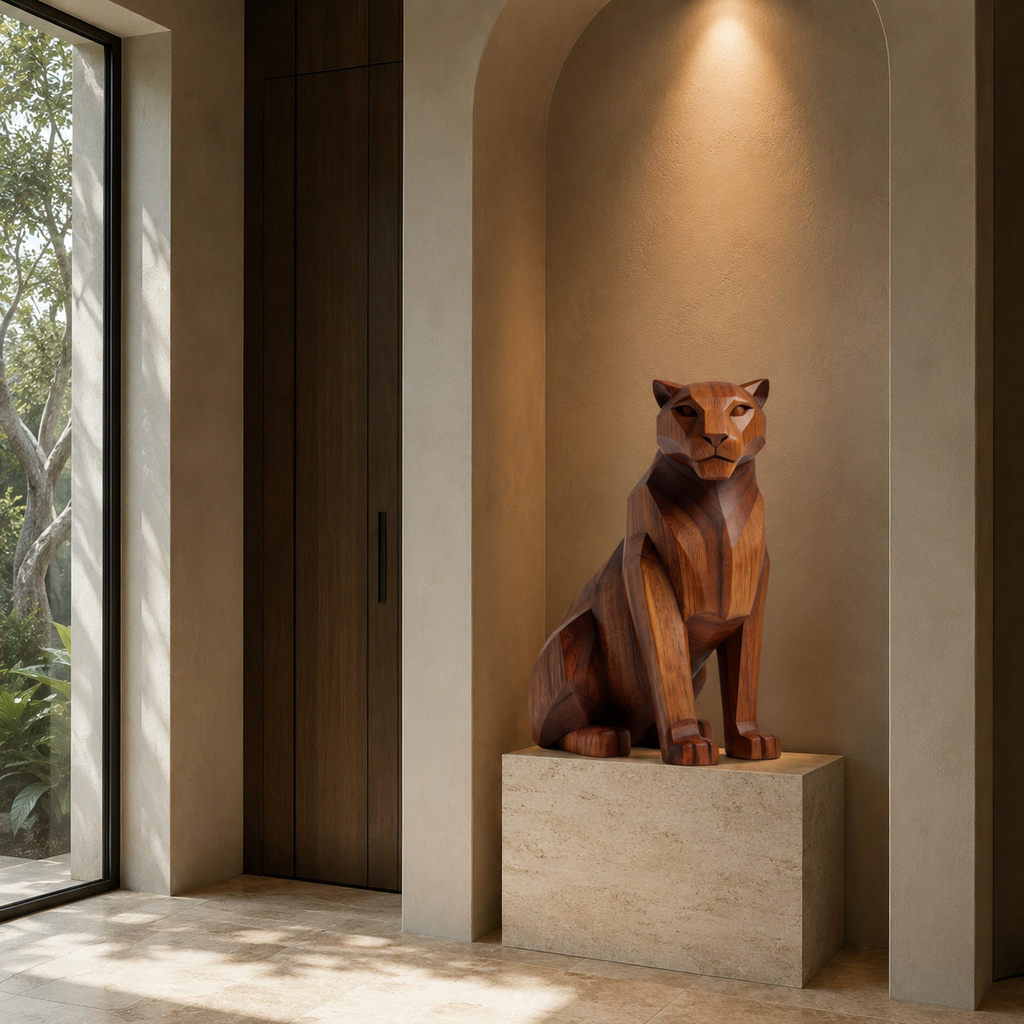ARBYNART Geometric Mountain Lion Sculpture