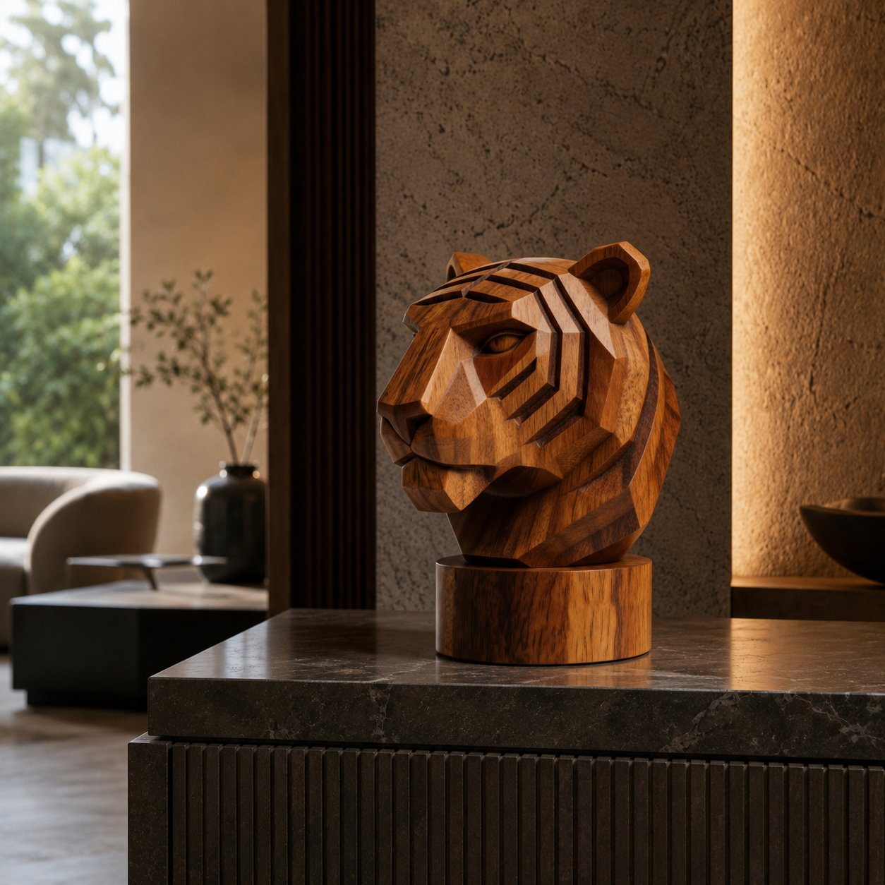 ARBYNART Geometric Tiger Head Sculpture