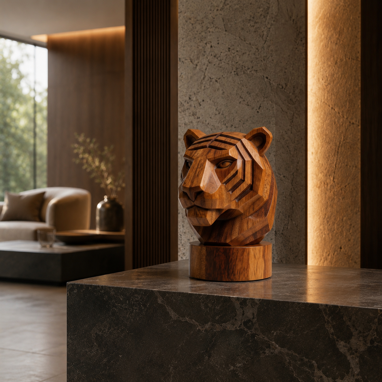 ARBYNART Geometric Tiger Head Sculpture