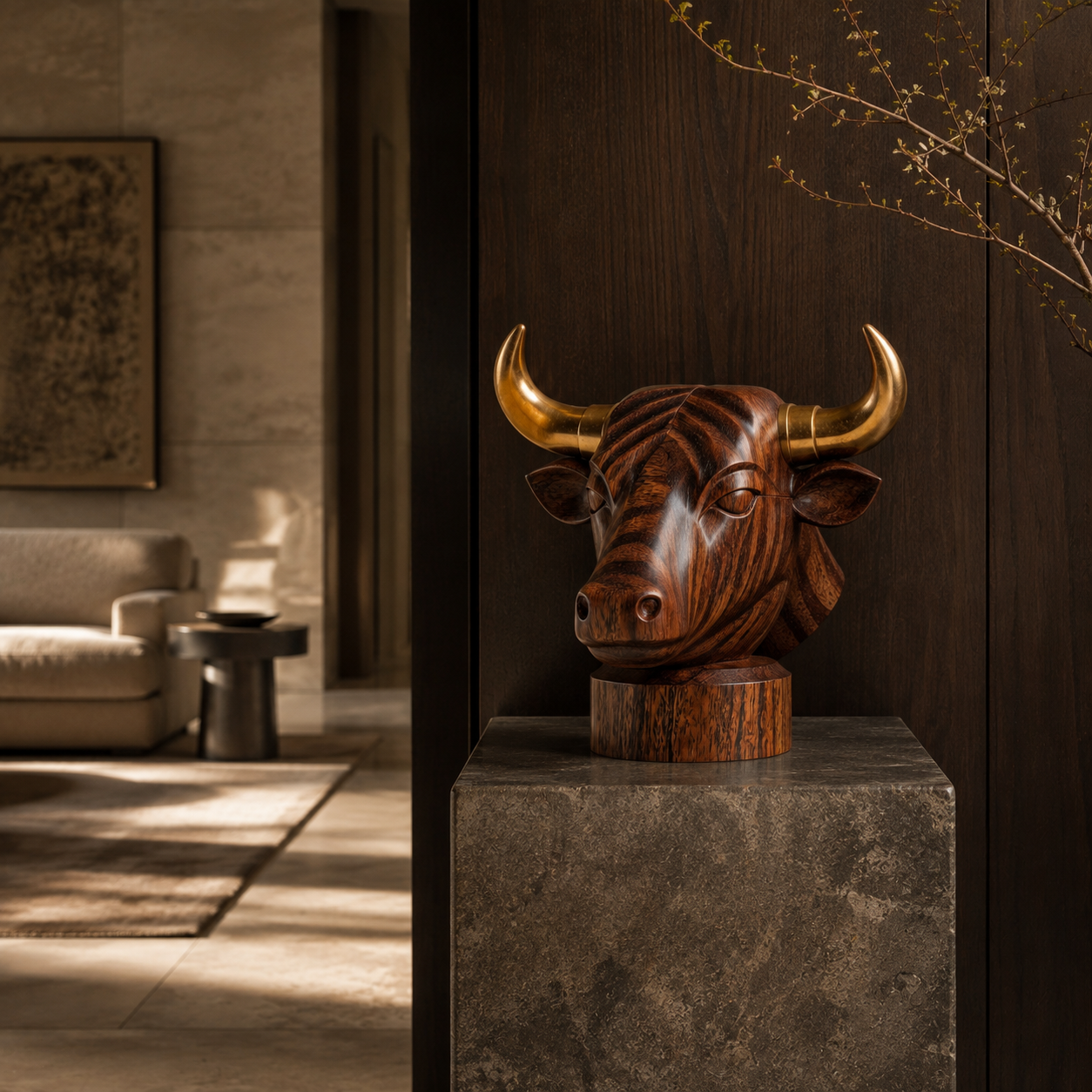 ARBYNART Golden Horn Bull Sculpture