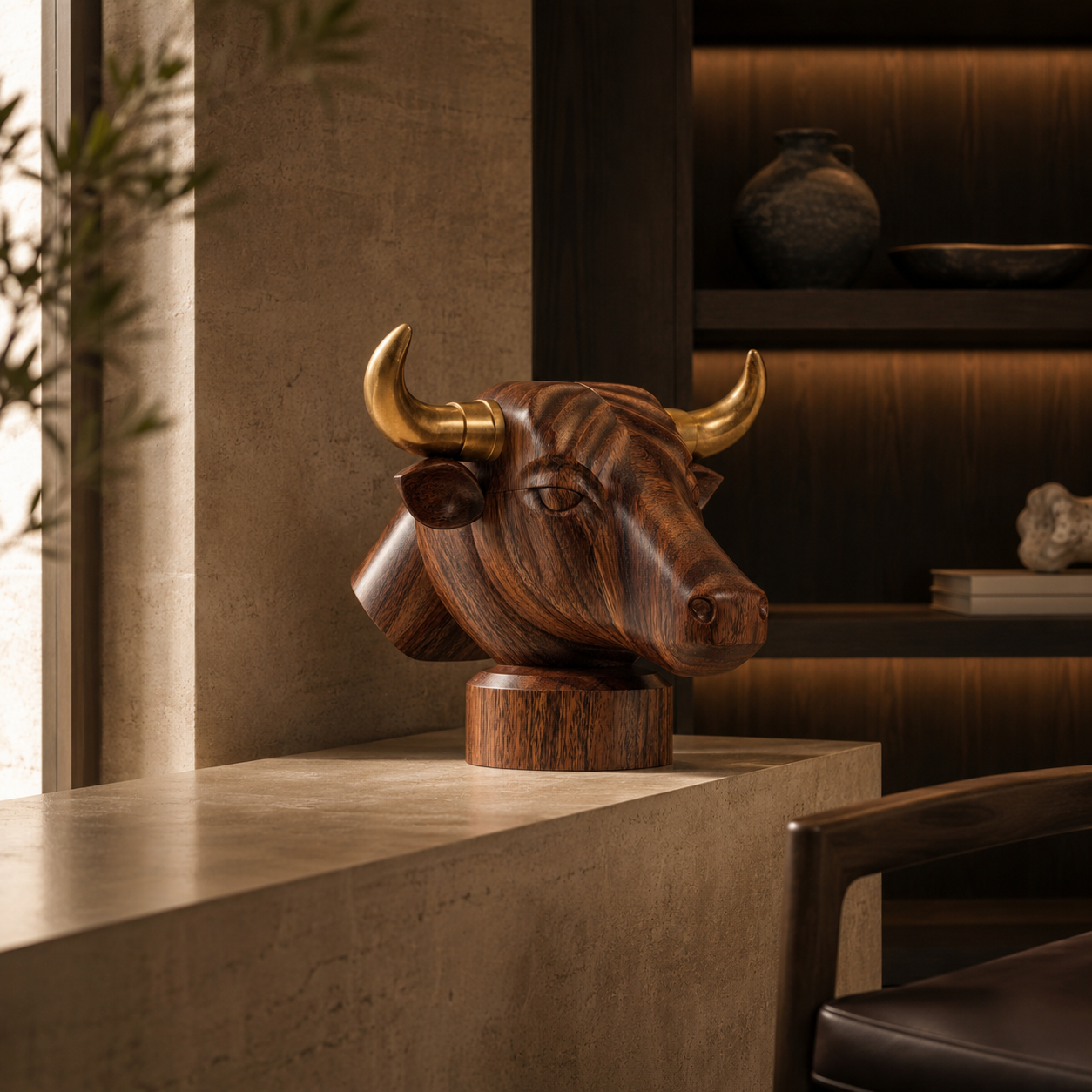 ARBYNART Golden Horn Bull Sculpture