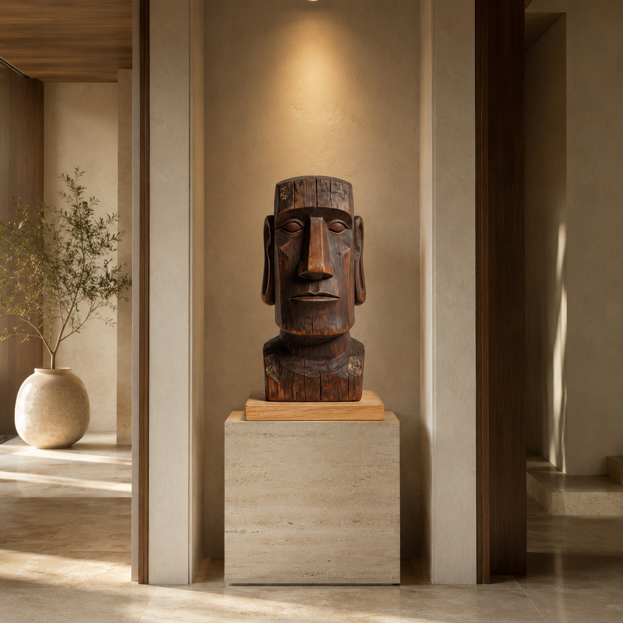 ARBYNART Moai Guardian Wood Sculpture