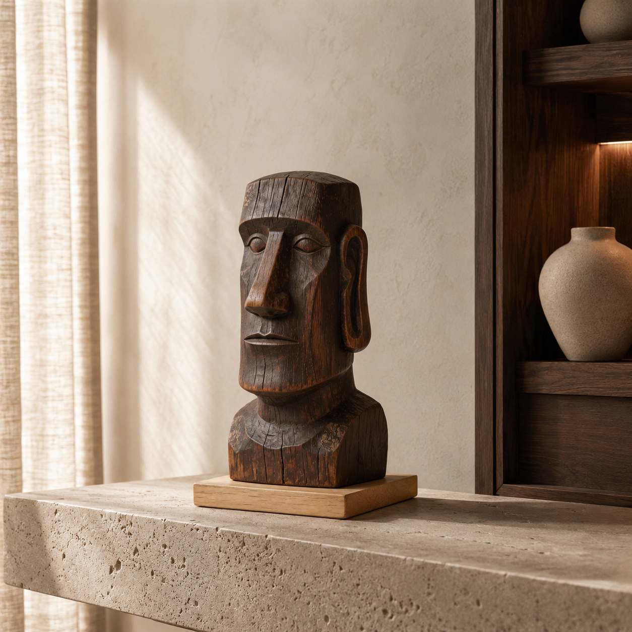 ARBYNART Moai Guardian Wood Sculpture