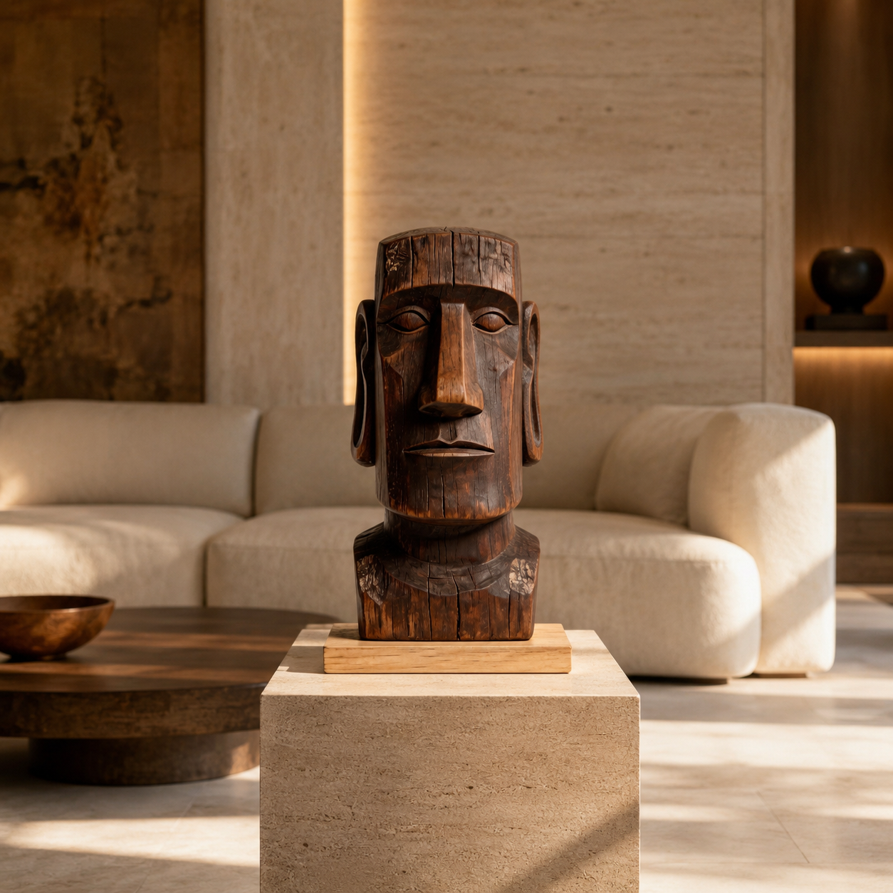 ARBYNART Moai Guardian Wood Sculpture