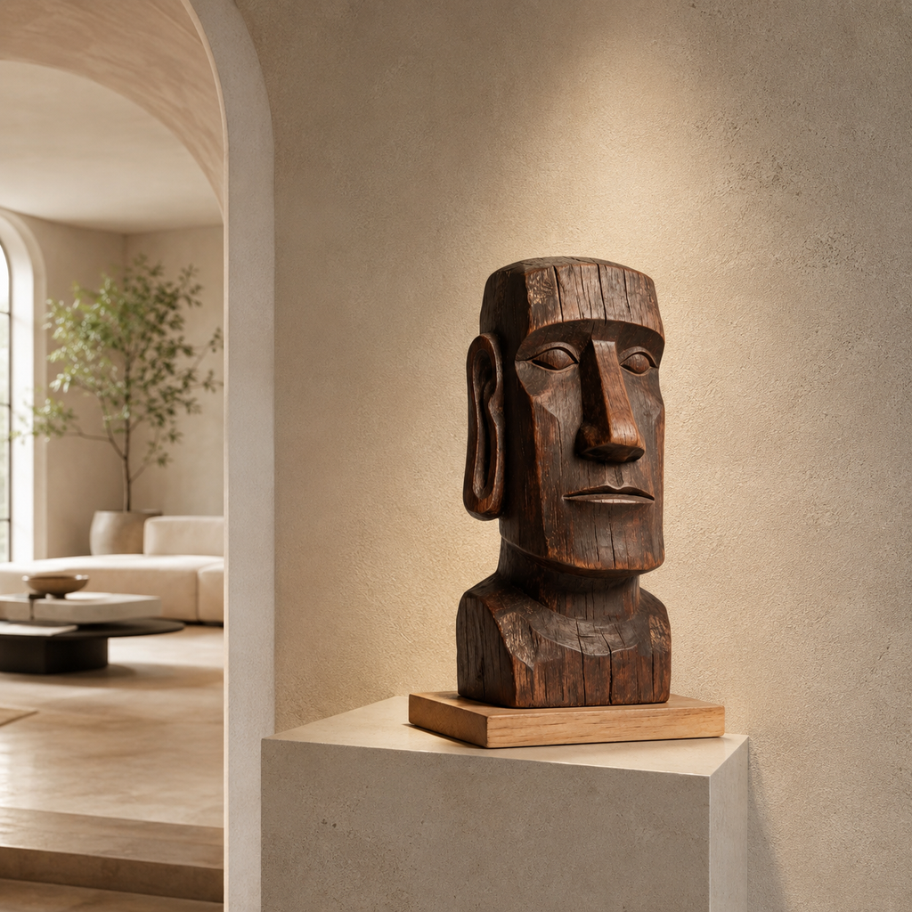ARBYNART Moai Guardian Wood Sculpture