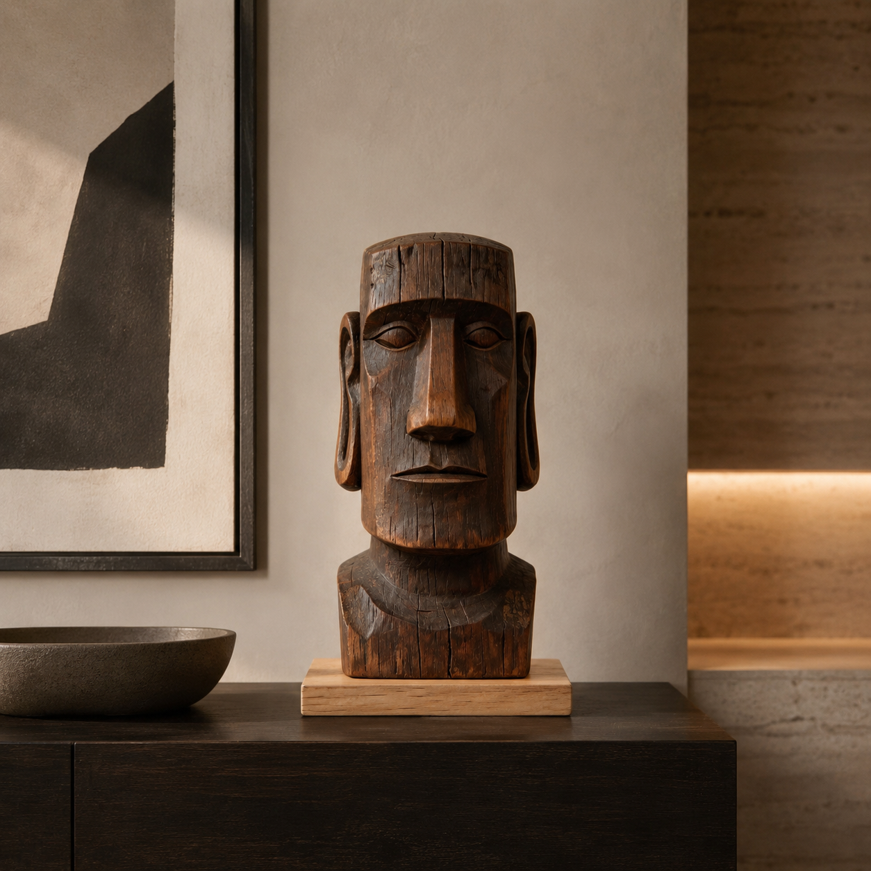 ARBYNART Moai Guardian Wood Sculpture
