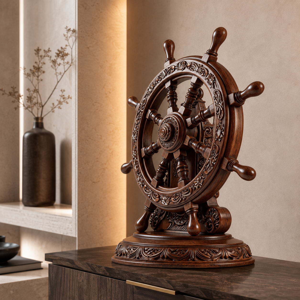 ARBYNART Nautical Helm Sculpture