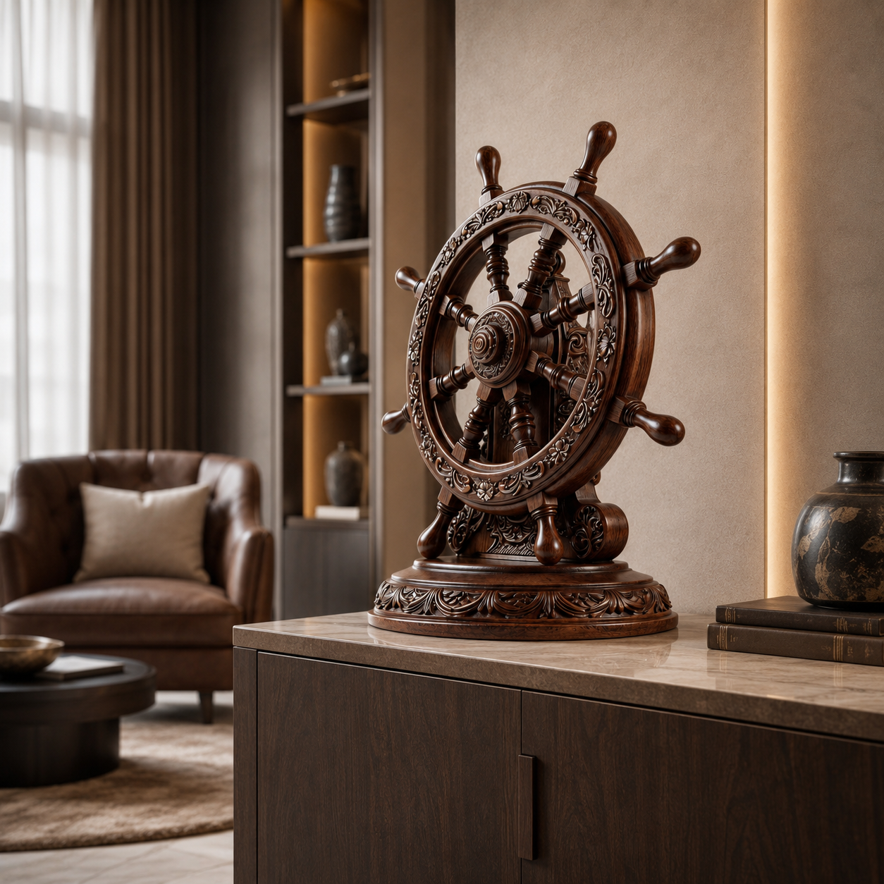 ARBYNART Nautical Helm Sculpture