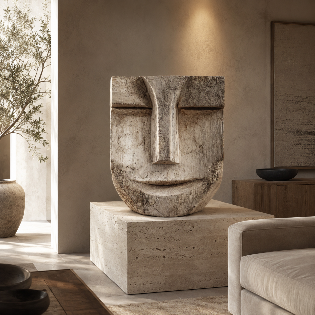 ARBYNART Rustic Serenity Face Sculpture