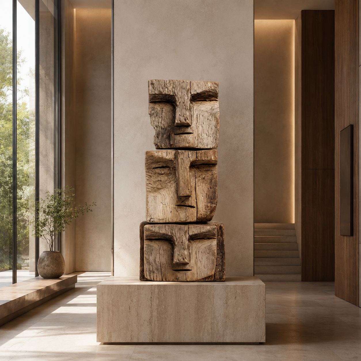 ARBYNART Stacked Totem Face Sculpture