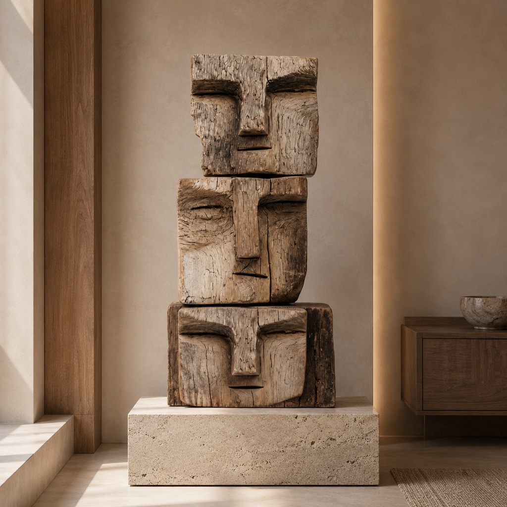 ARBYNART Stacked Totem Face Sculpture