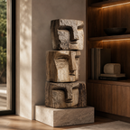 ARBYNART Stacked Totem Face Sculpture
