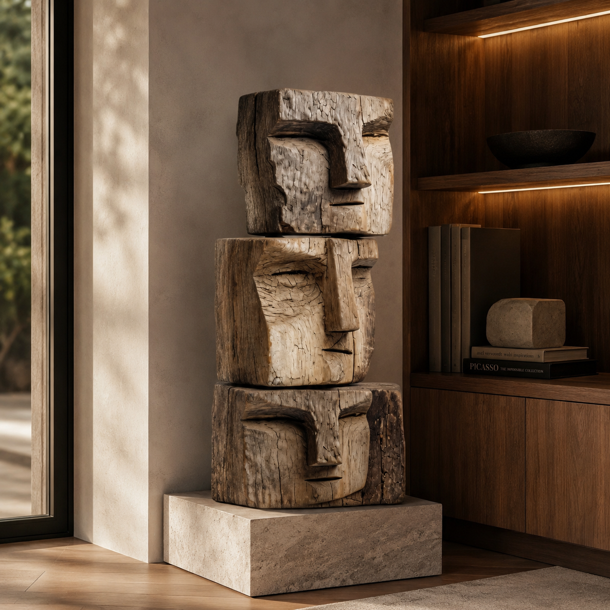 ARBYNART Stacked Totem Face Sculpture