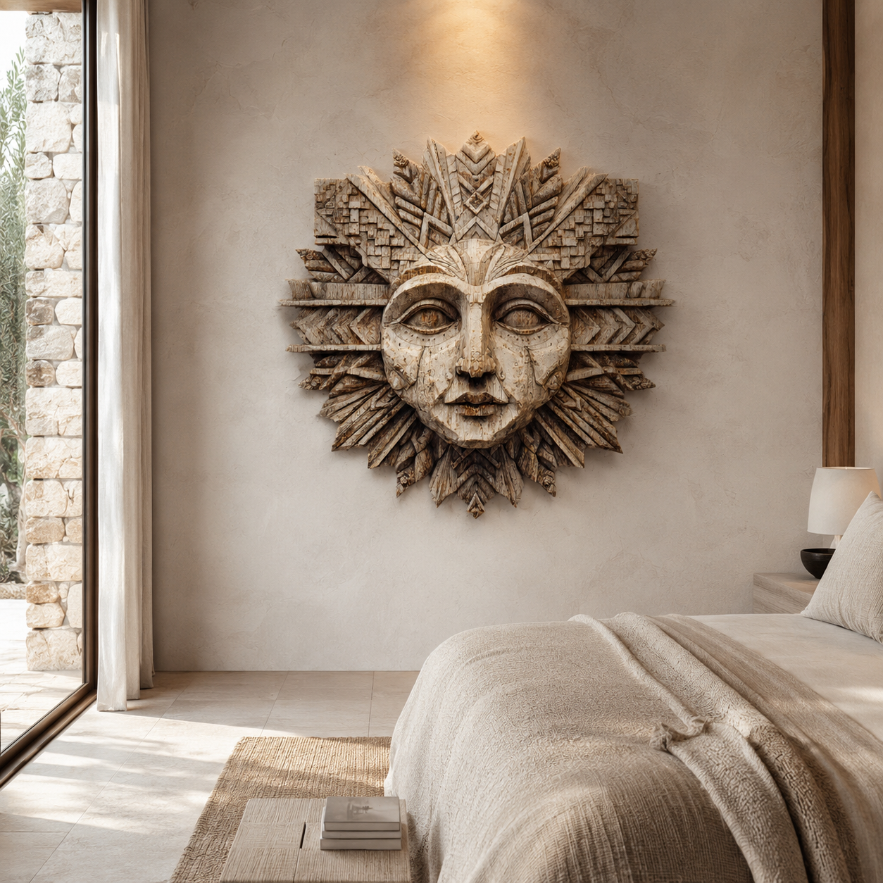 ARBYNART Tribal Sun Face Sculpture