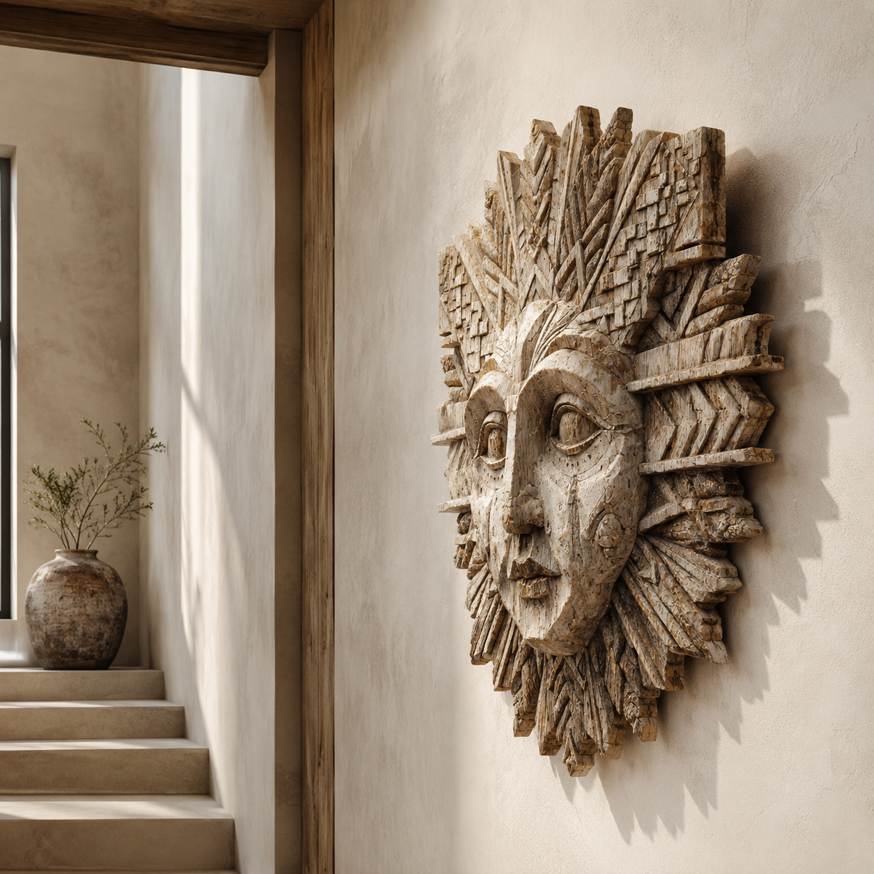 ARBYNART Tribal Sun Face Sculpture