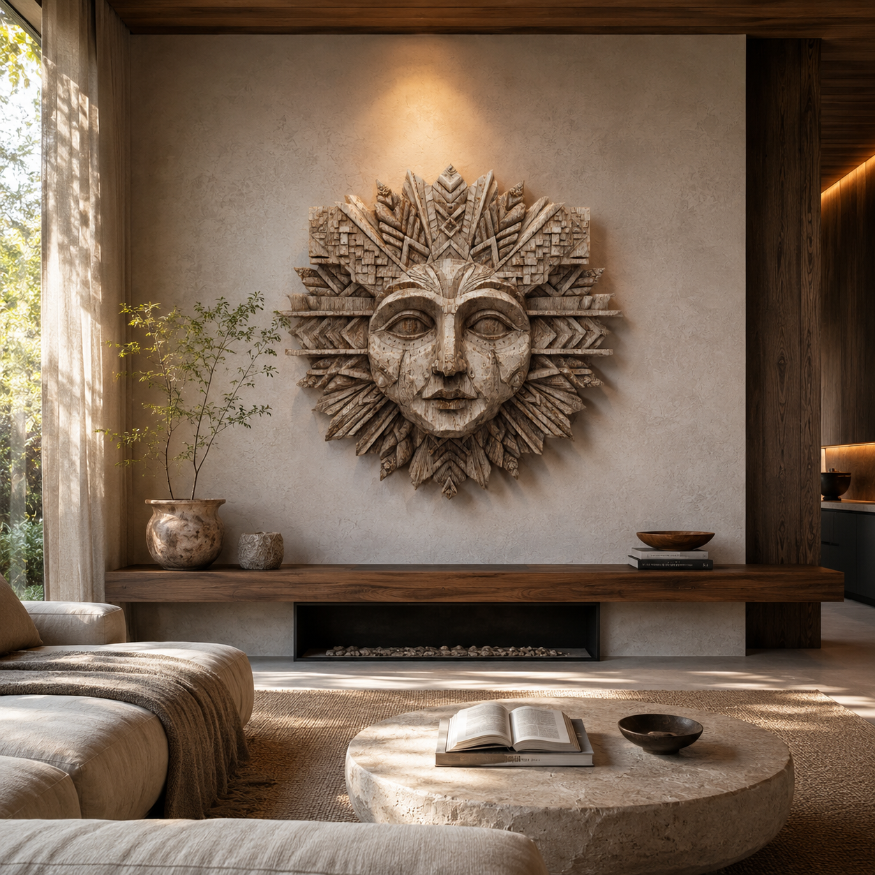 ARBYNART Tribal Sun Face Sculpture