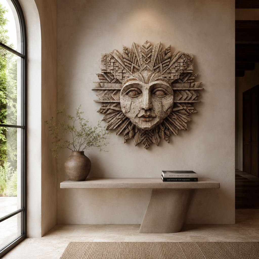 ARBYNART Tribal Sun Face Sculpture