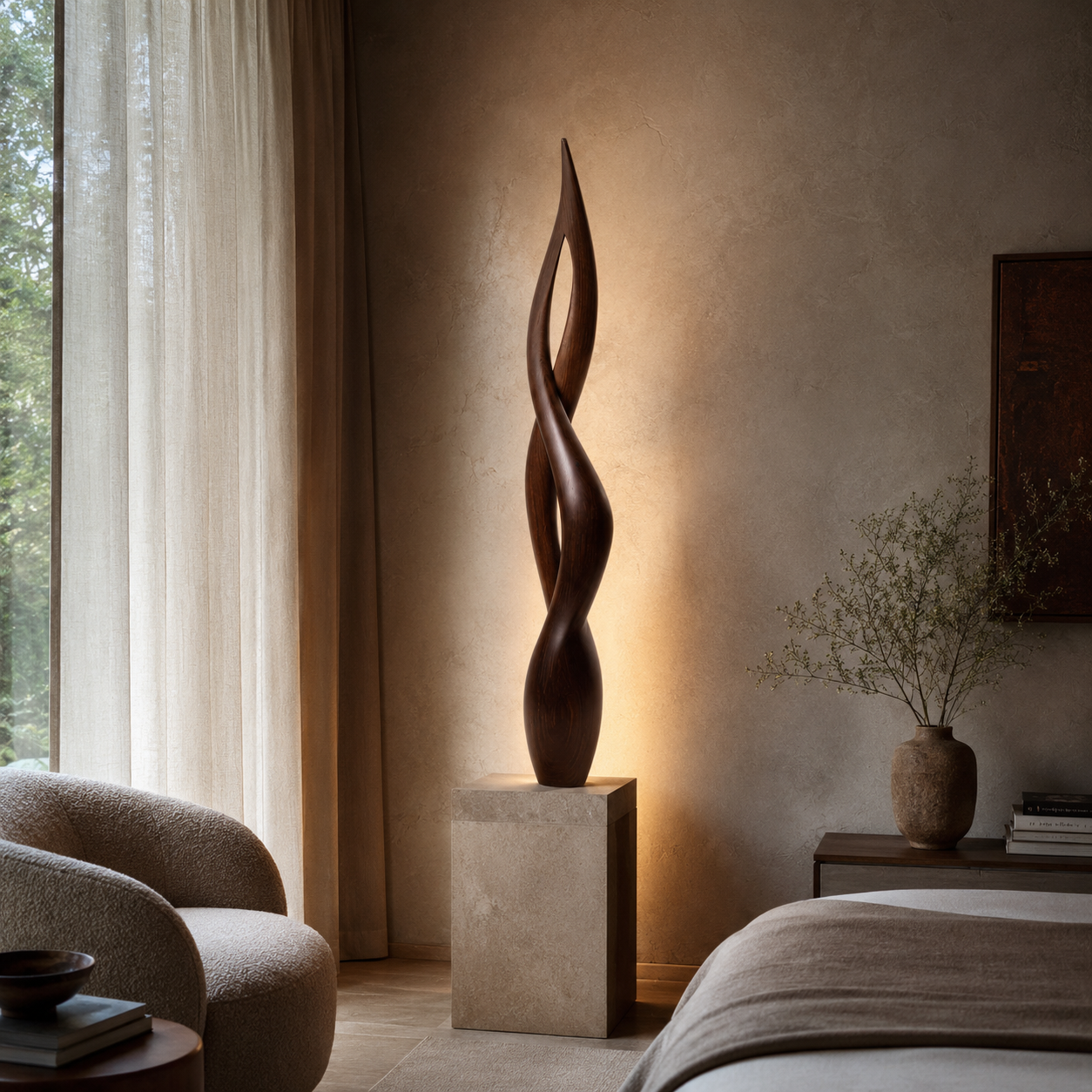 ARBYNART Twisted Flame Wood Sculpture