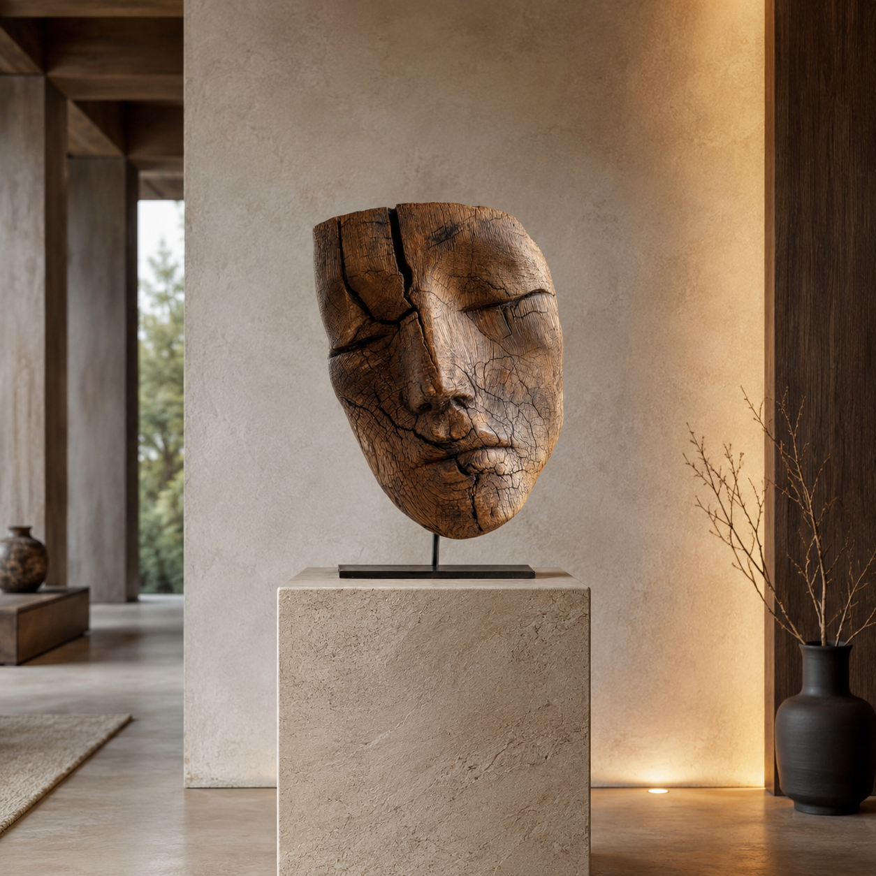 ARBYNART Weathered Guardian Face Sculpture