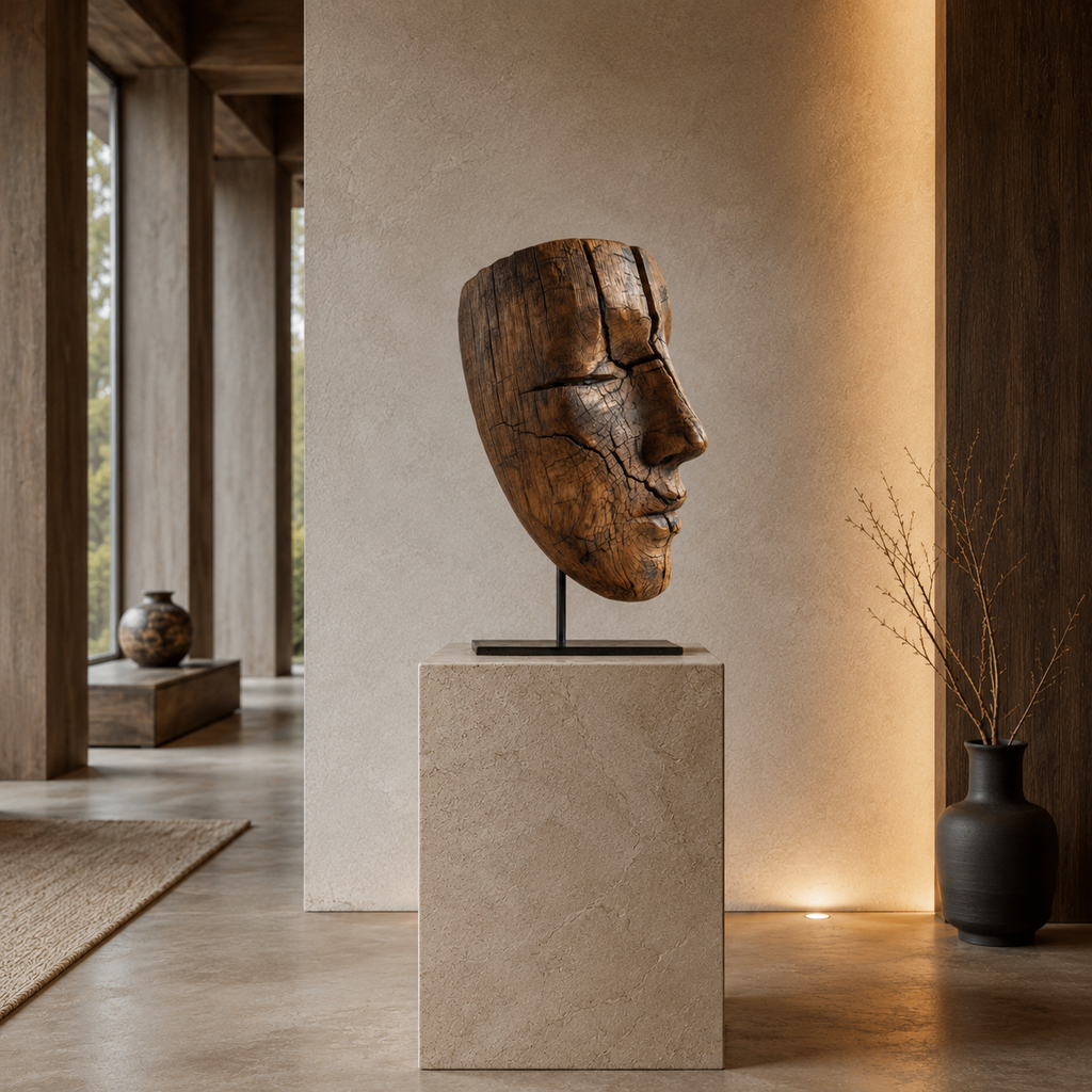 ARBYNART Weathered Guardian Face Sculpture