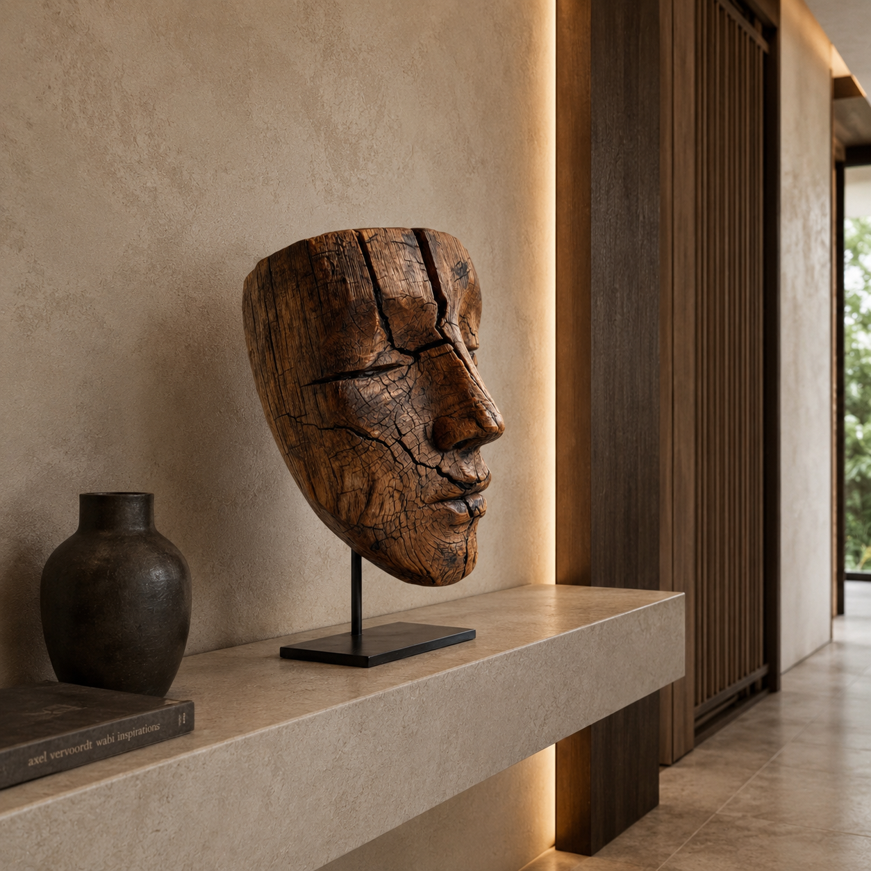ARBYNART Weathered Guardian Face Sculpture