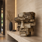 ARBYNART Weathered Totem Head Sculpture