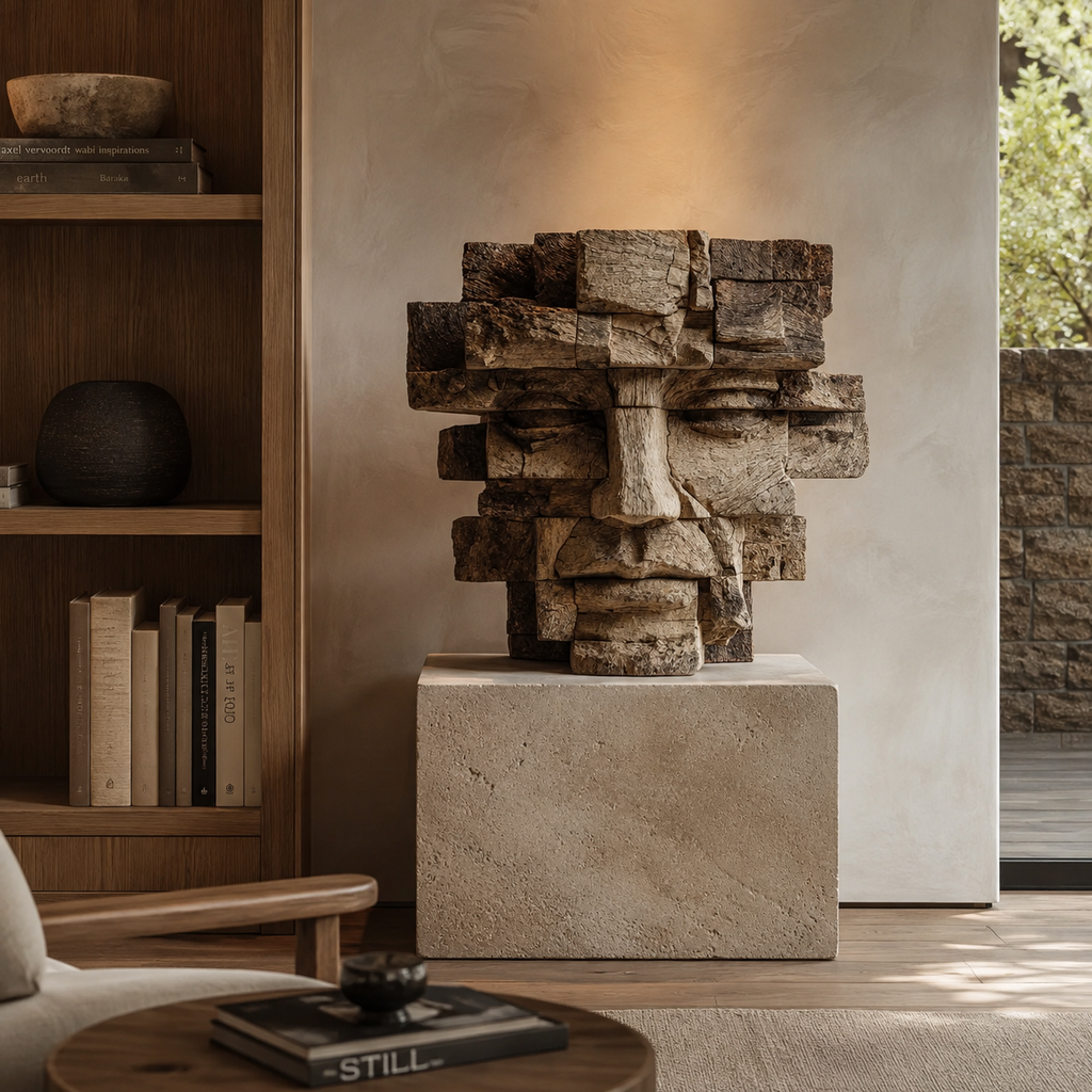 ARBYNART Weathered Totem Head Sculpture