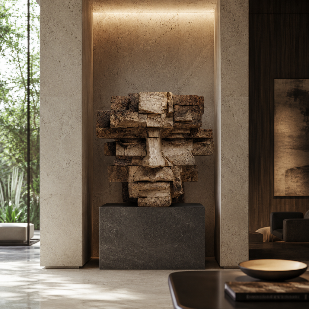 ARBYNART Weathered Totem Head Sculpture