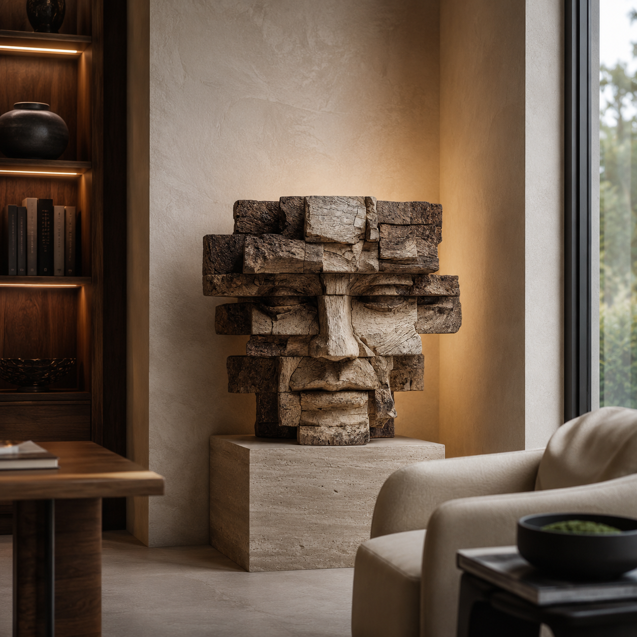 ARBYNART Weathered Totem Head Sculpture