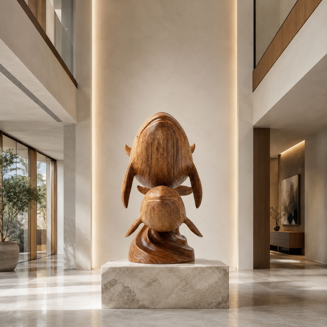 ARBYNART Whale Family Wood Sculpture