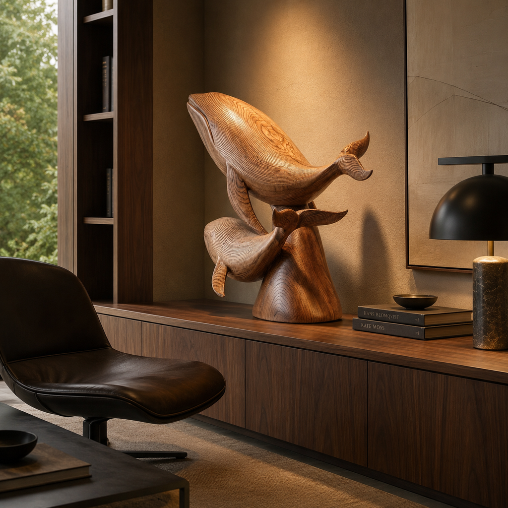 ARBYNART Whale Family Wood Sculpture