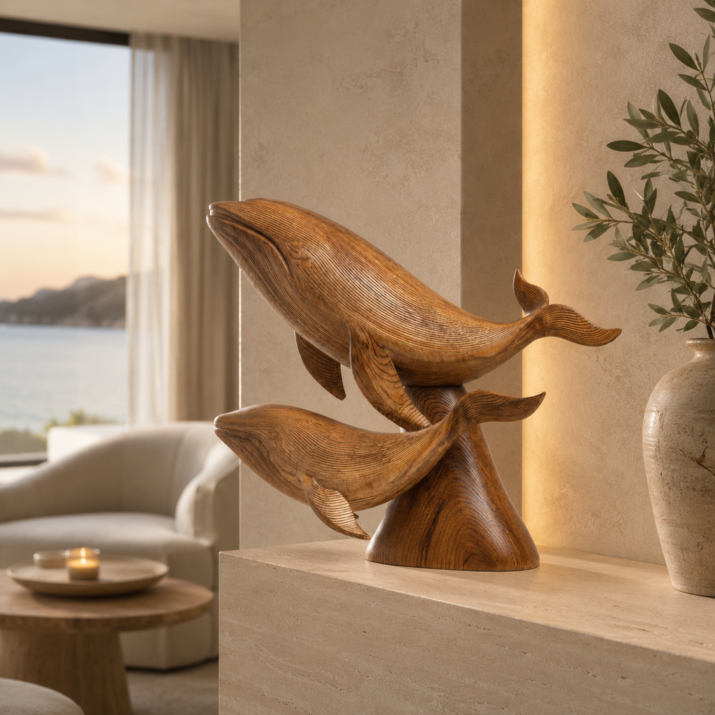 ARBYNART Whale Family Wood Sculpture