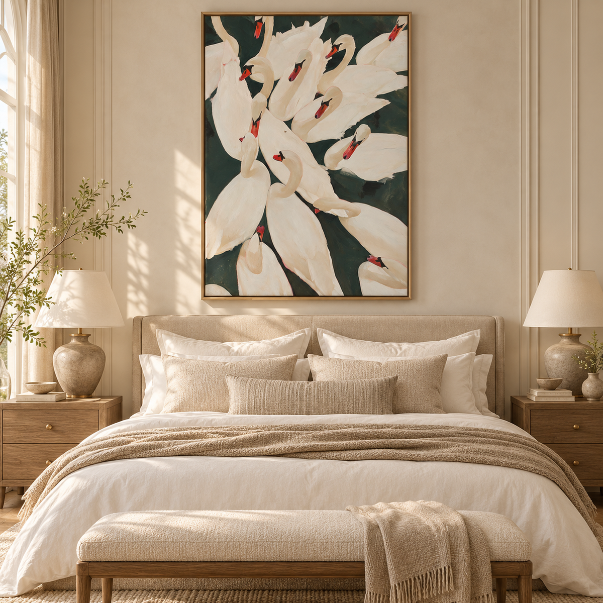 ARBYNART Abstract Art | A Gathering of Ivory Swans
