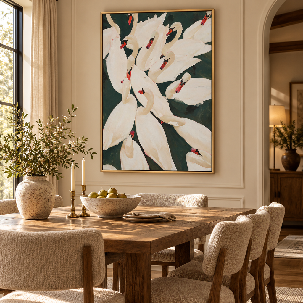 ARBYNART Abstract Art | A Gathering of Ivory Swans