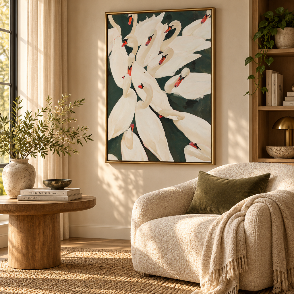 ARBYNART Abstract Art | A Gathering of Ivory Swans