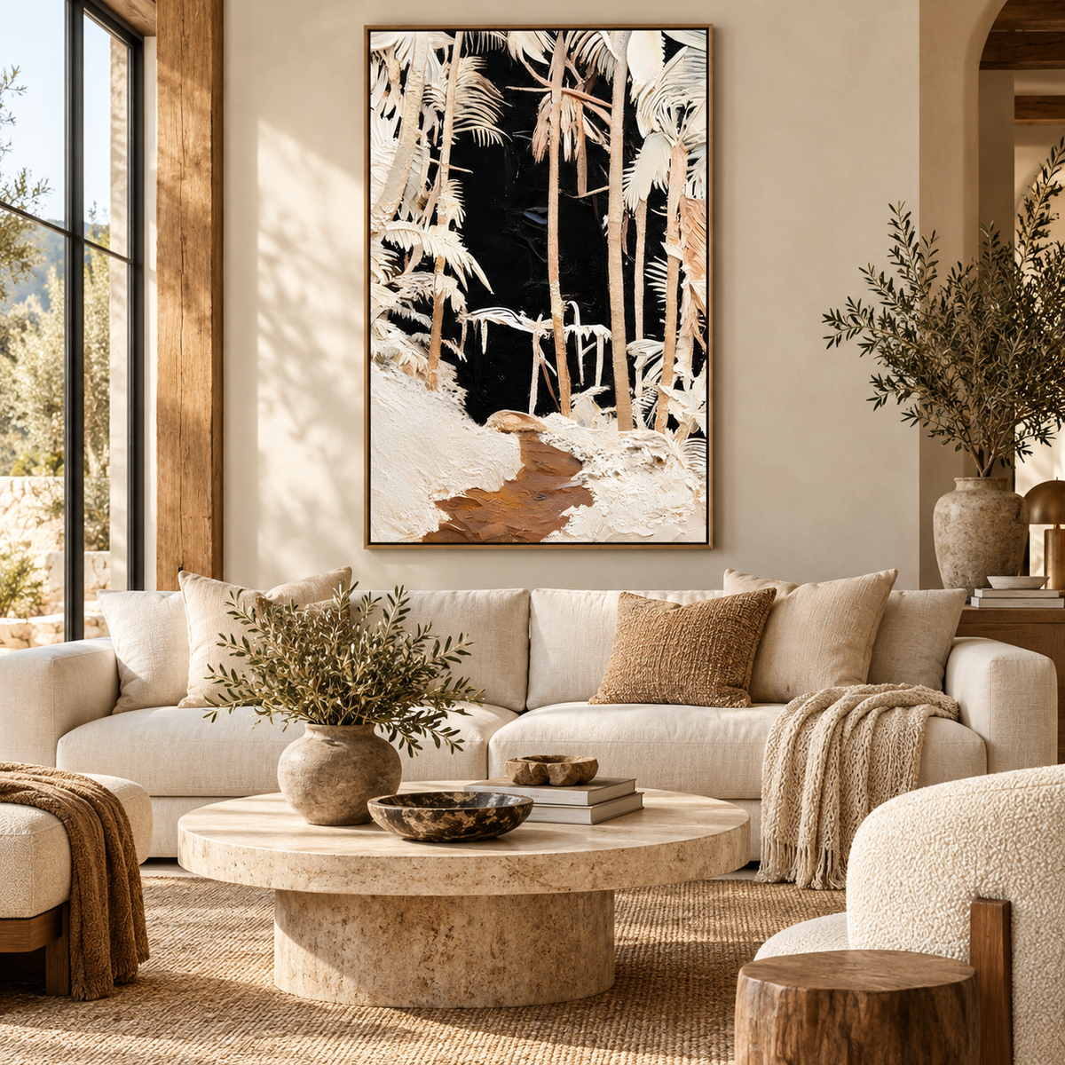 ARBYNART Abstract Art | A Symphony of Ivory Palms
