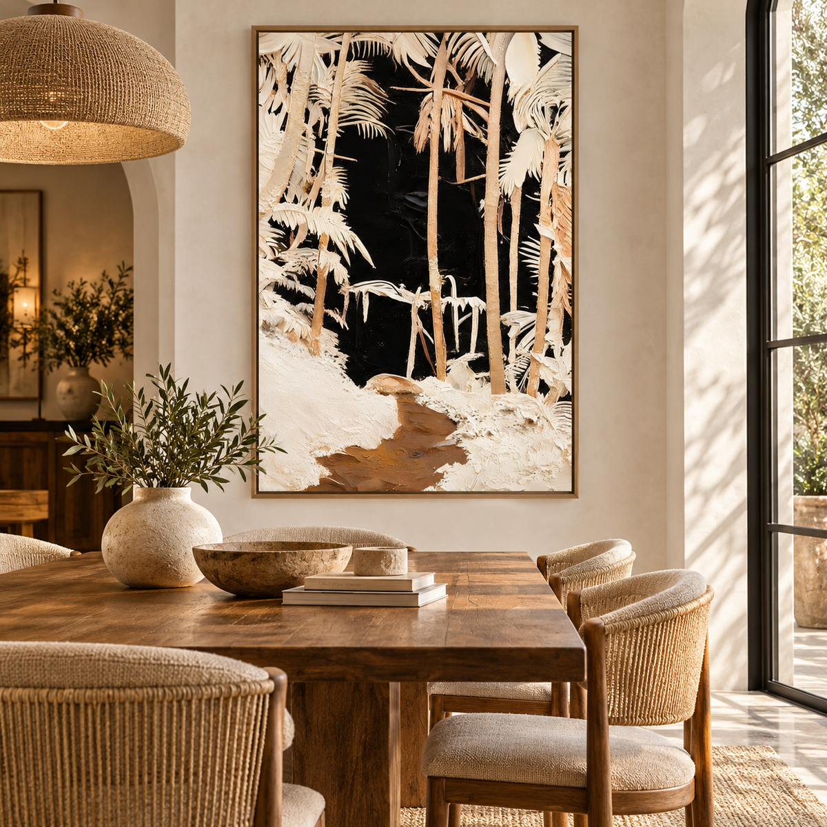 ARBYNART Abstract Art | A Symphony of Ivory Palms