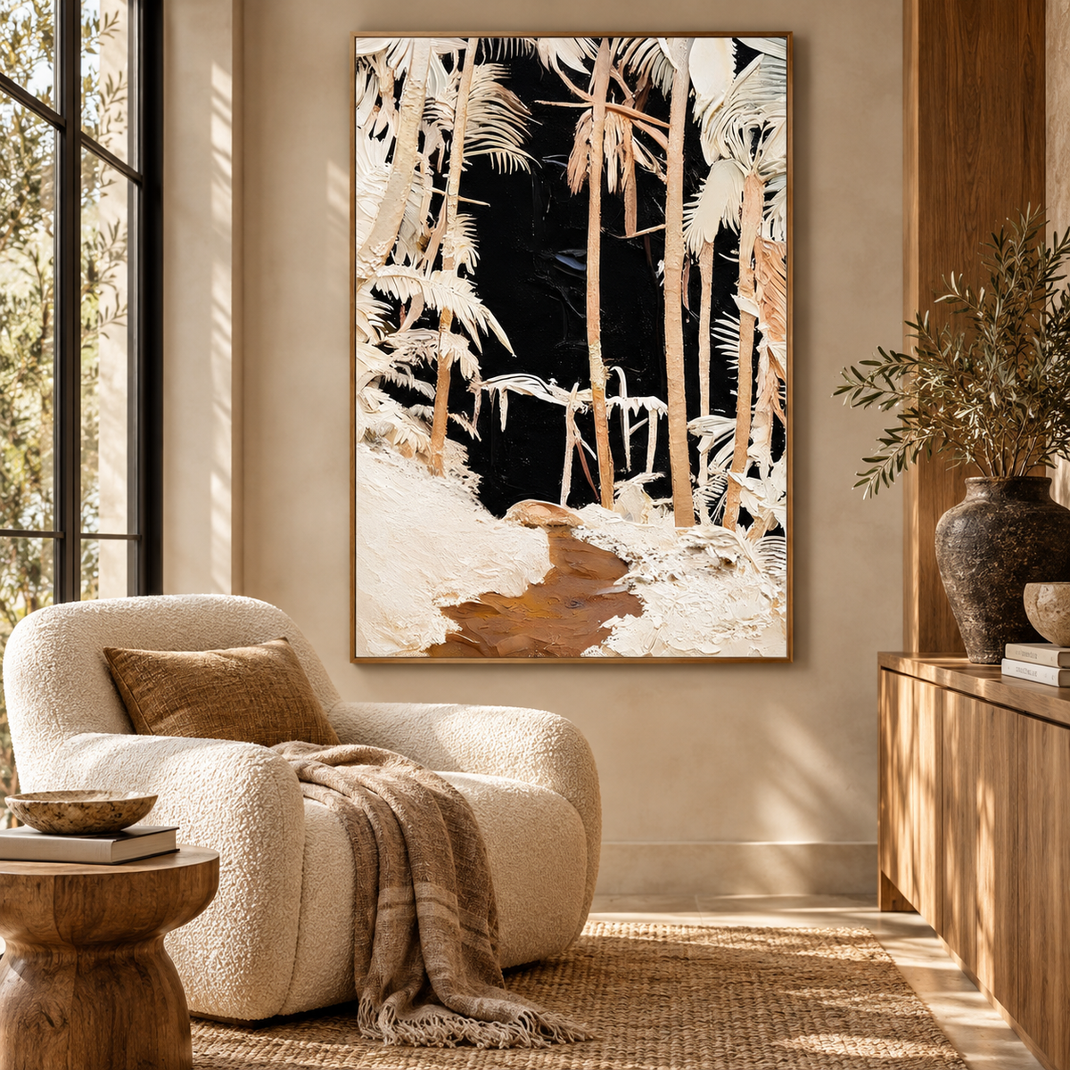 ARBYNART Abstract Art | A Symphony of Ivory Palms